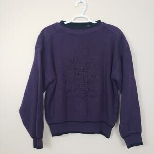 Vintage 90s Novin Men’s Sweater Size M Wear Size Pullover Crest Logo Knit Purple